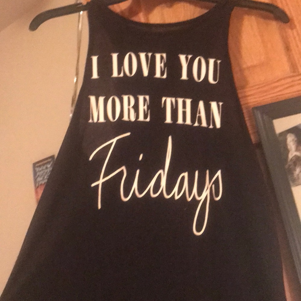 Black Tank-Top Shirt with White Lettering NWOT